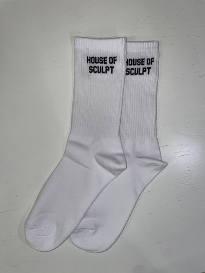 White Ribbed Crew Socks